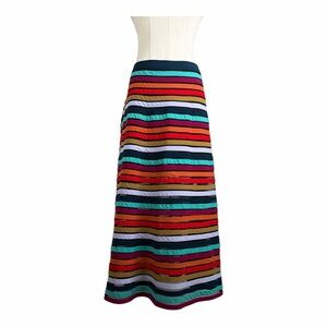 Cynthia Rowley Multicolor Horizontal Striped Mesh Midi Skirt Sz. 6